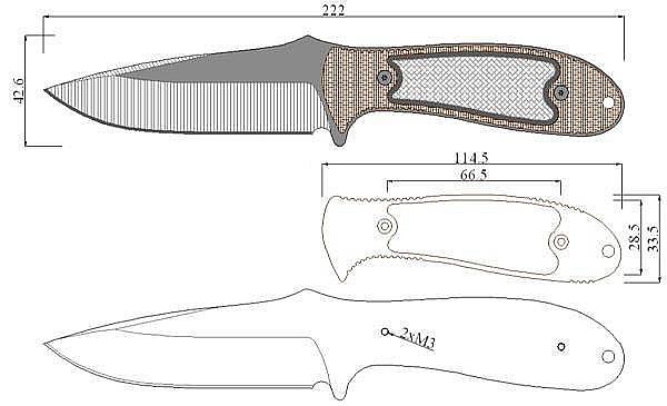 Чертеж ножа Benchmade-Fixed Griptilian BM-151