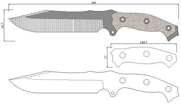 Чертеж ножа Busse-custom