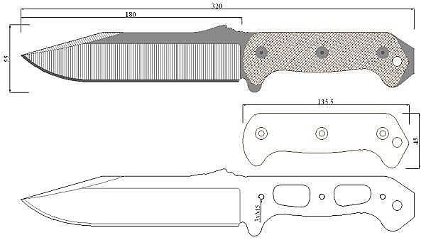 Чертеж ножа Camillus Becker-CM-BK7
