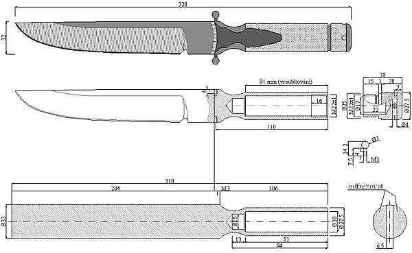 Чертеж ножа Chris Reeve-Nkonka