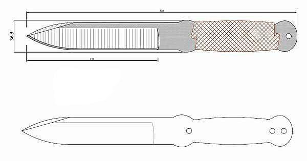 Чертеж ножа Cold steel-tft80