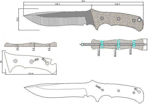 Чертеж ножа Neil Roberts-Warrior-2