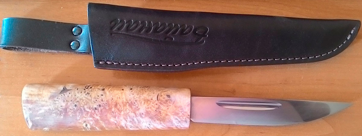 Якутский нож из напильника с рукоятью из стабилизированной гнилушки
